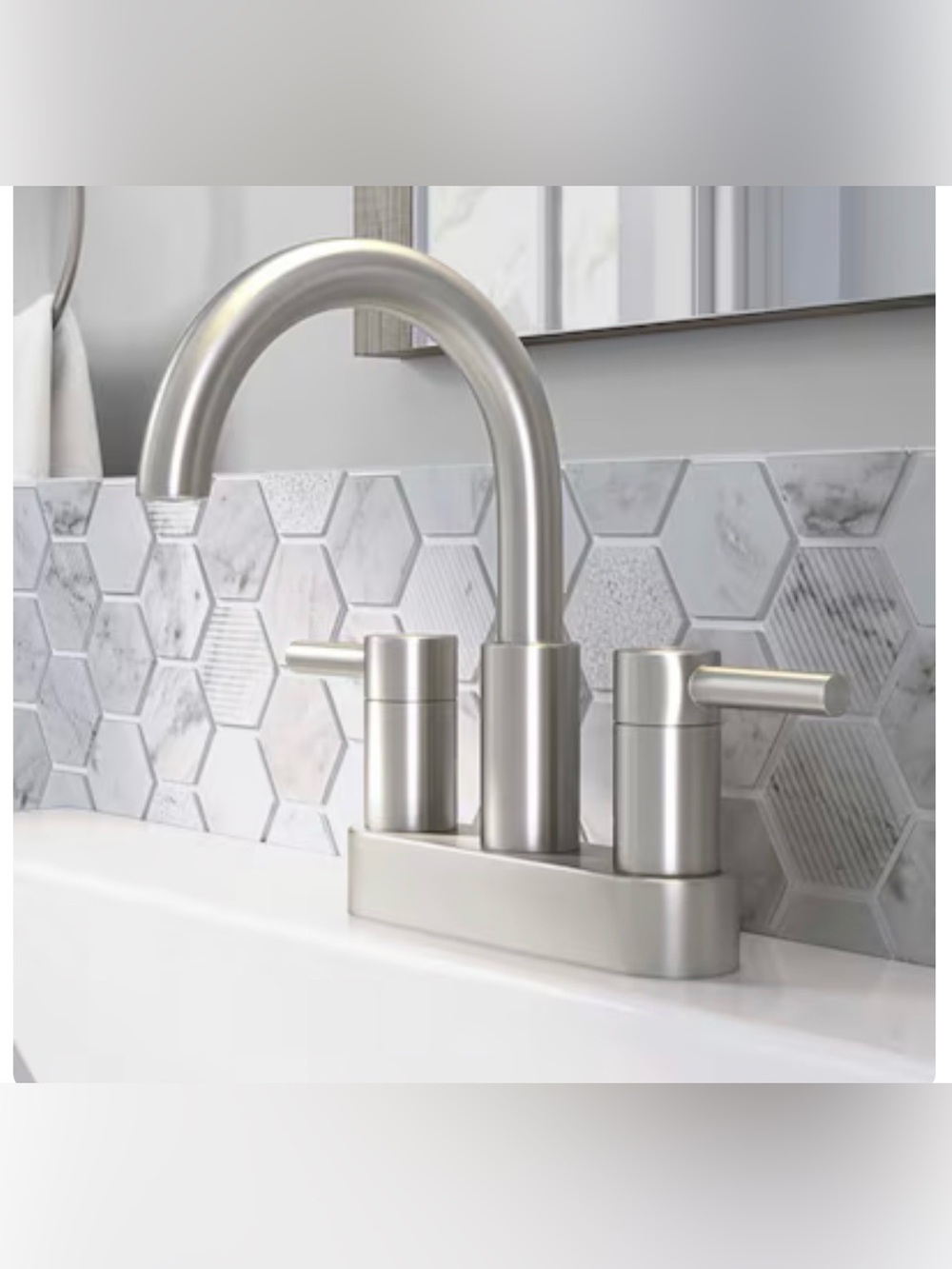 allen + roth Harlow Simplefit Brushed Nickel PVD 4-in centerset 2-handle